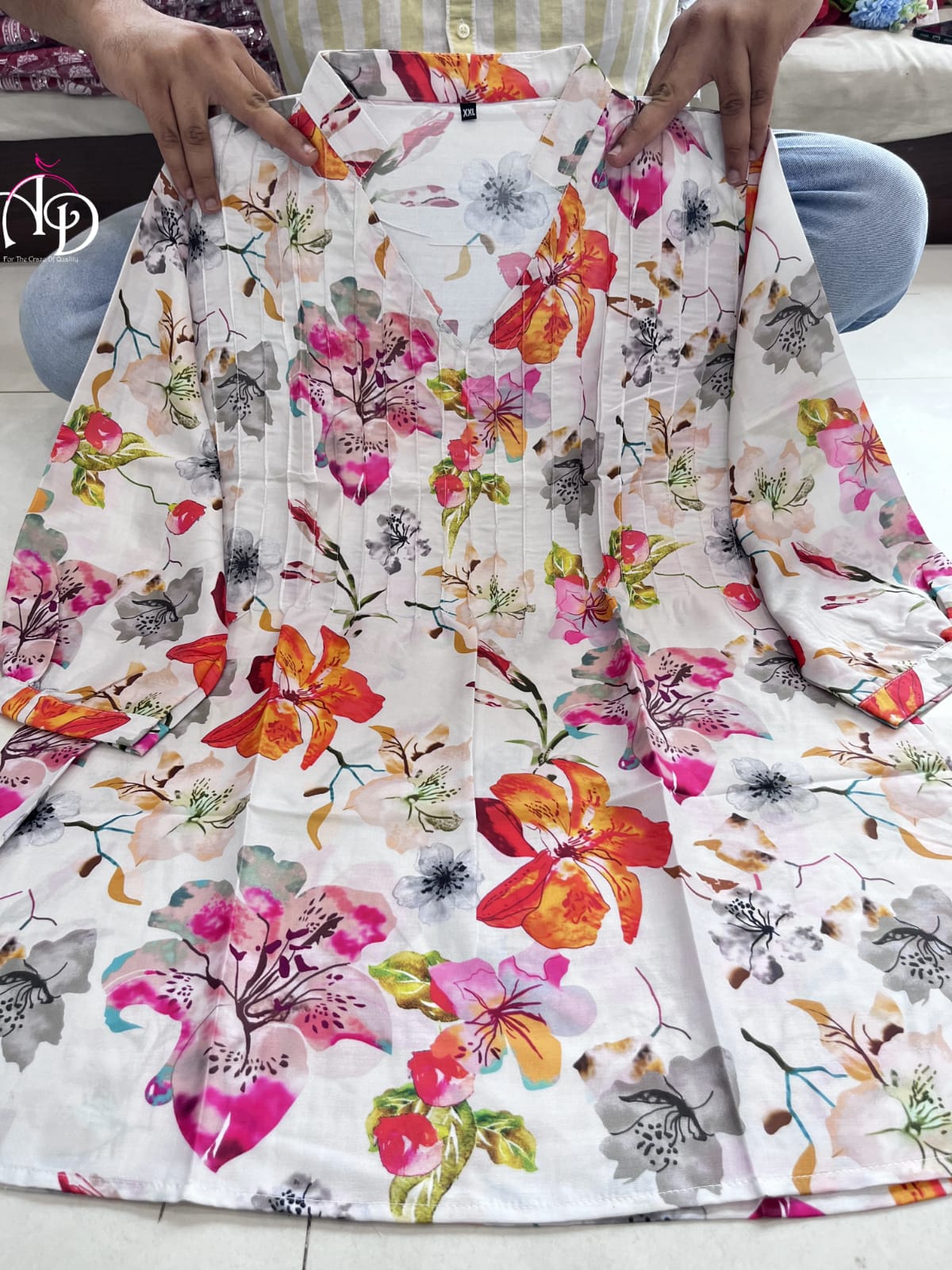 Floral Pure Muslin Designer and Party Wear Tunics